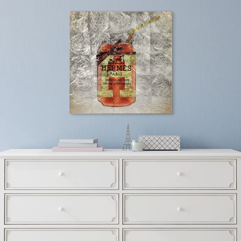 Fashion Drinks Reverse Printed Tempered Glass with Silver Leaf