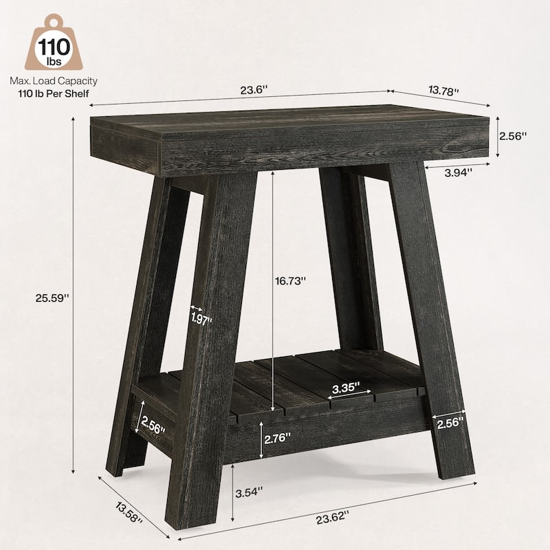 2-Tier End Table, Farmhouse Small Sofa Side Table, Nightstand for Living Room