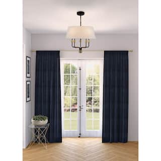 Artcraft Providence - 5-Light Pendant - Black with Brushed Brass Accent - Fabric Shade