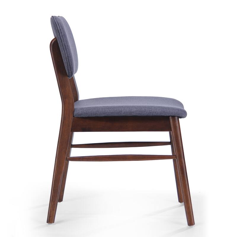 Cota Side Chair Set of 2, Dark Gray Padded Back and Seat, Rich Brown