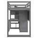preview thumbnail 11 of 13, Twin Size Slat Support Loft Bed with 4-Tier Built-in Shelves, Pull-Out Desk, Storage Stairs, Blackboard for Kids Teens - Grey