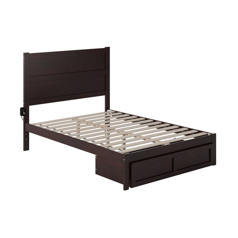 NoHo Full Platform Bed with Foot Drawer in Espresso
