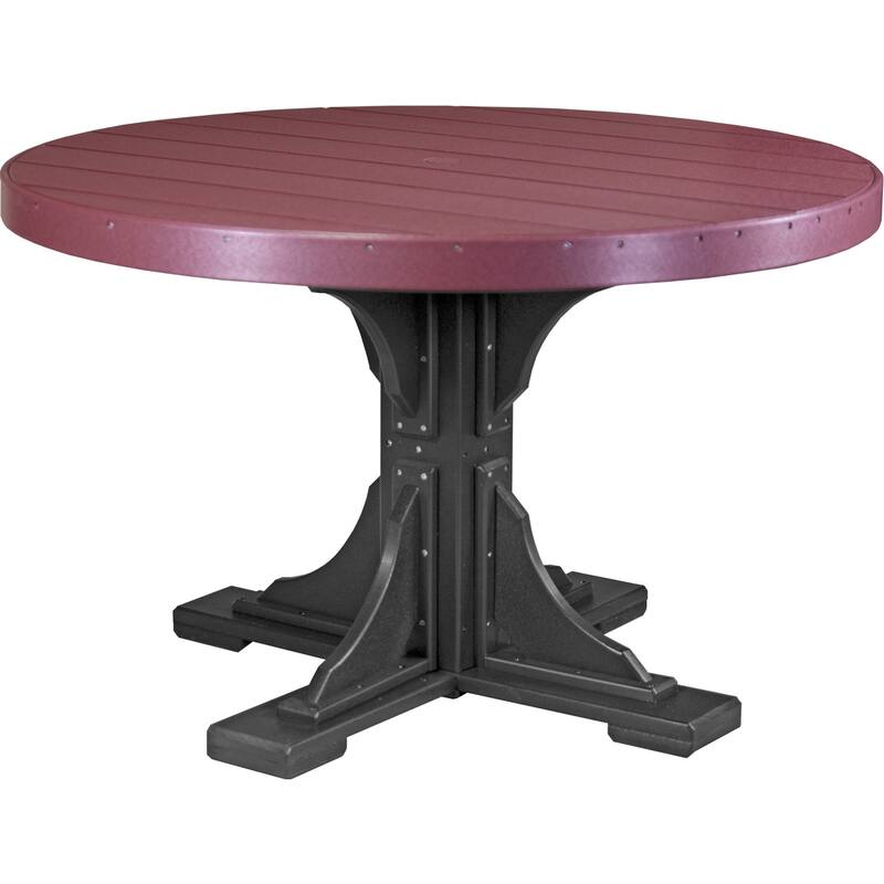Poly Lumber Round Dining Table Set with Regular Chairs - Dining Height - Cherrywood & Black