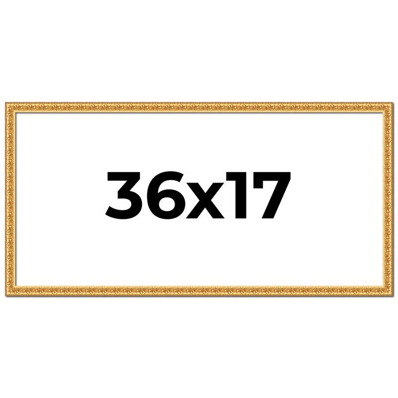 36x17 Frame Gold Real Wood Picture Frame Width 1 inches | Interior