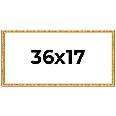 36x17 Frame Gold Real Wood Picture Frame Width 1 inches | Interior