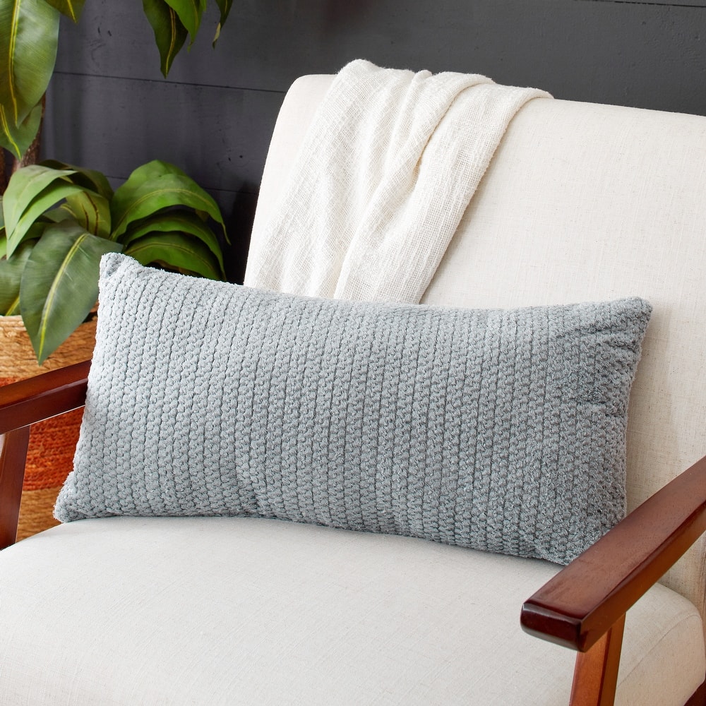 Sorra Home Velvet Shimmer Single Indoor Textured Knife Edge Lumbar Pillow