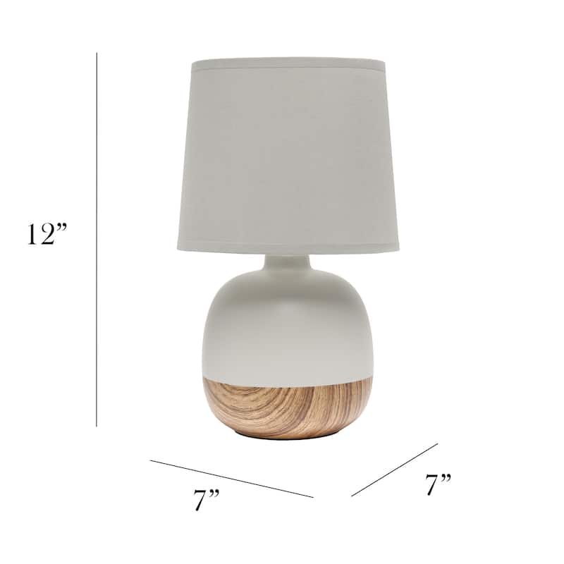 Simple Designs Petite Mid Century Table Lamp, Dark Wood and Light Gray - N/A