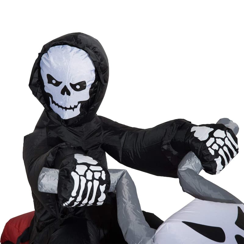 HomCom 7.5' Light-Up Grim Reaper Halloween Decoration Skeleton Inflatable