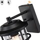 preview thumbnail 3 of 5, 2 Pack 1-Light Black Outdoor Dusk to Dawn Light Cylinder Seeded Glass Shade