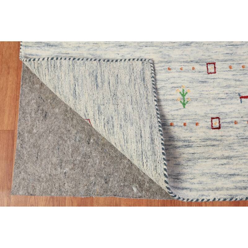 Tribal Gabbeh Indian Area Rug Hand-Knotted Beige Modern Wool Carpet - 8'3" x 9'11"