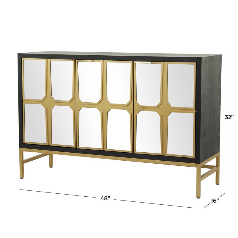 Wooden 3 Drawer Chest with Mirrored Front - Gold or Black - Roche River Decor