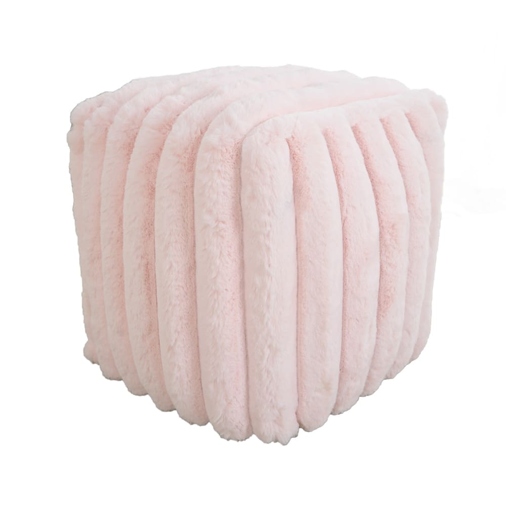 Madrid Collection Ultra Soft Ribbed Faux Fur Indoor Pouf