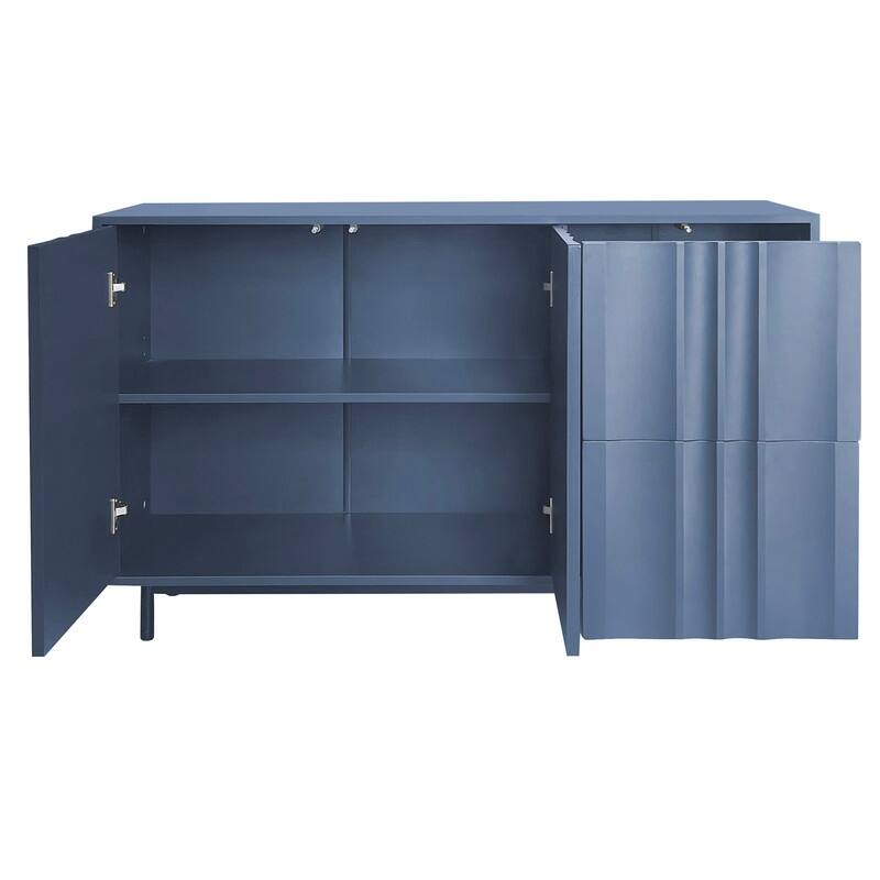 Wave Pattern Buffet Storage Cabinet with 2 Doors and 2 Drawers, Sideboard Cabinet Table with Adjustable Shelf