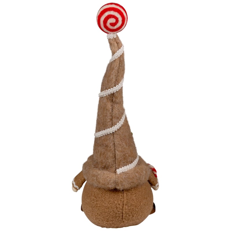 Gingerbread and Candy Gnome Christmas Decoration - 17" - Beige and White