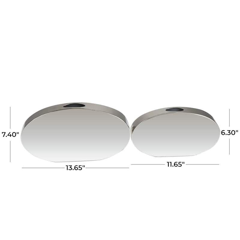 Silver Stainless Steel Metal Decorative Vase with a Sleek Mirror Finish (Set of 2)