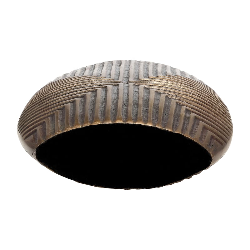 10" Ribbed Metal Vase Contemporary Bronze/Copper Aluminum Decorative Table Vase For Home, Office, Outdoor Decor