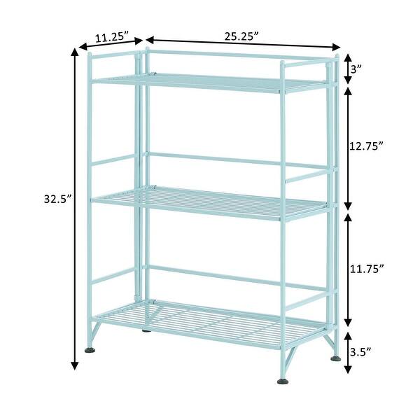 dimension image slide 2 of 3, Porch & Den Ferdinand 3-Tier Wide Folding Metal Shelf