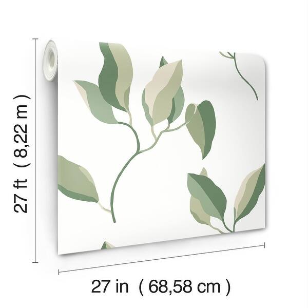 York Wallcoverings Brushwork Branches Leaf Green Wallpaper