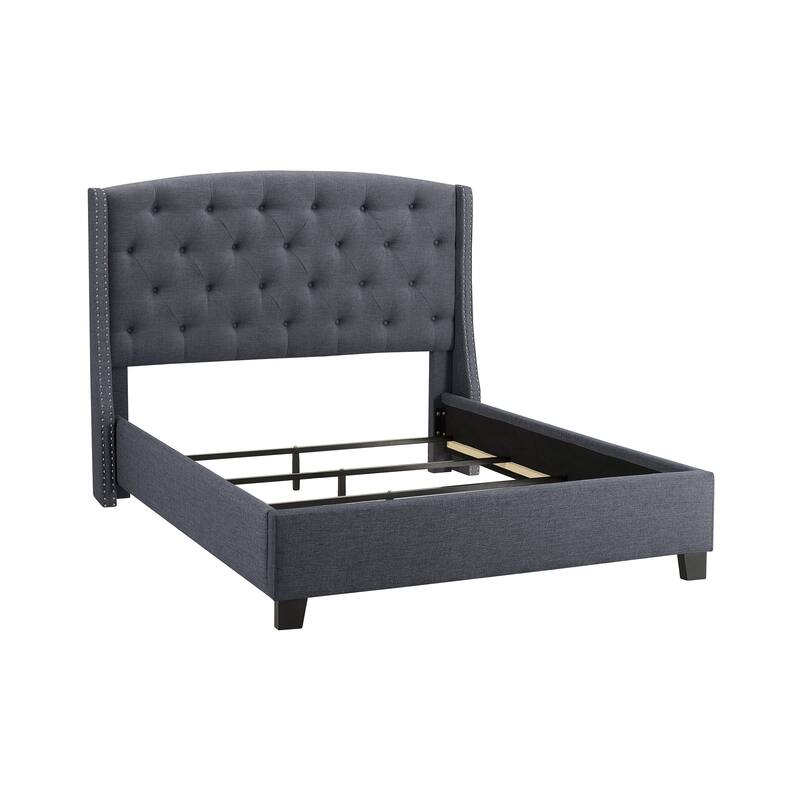Nannie Gray Fabric Upholstered Tufted Panel Bed
