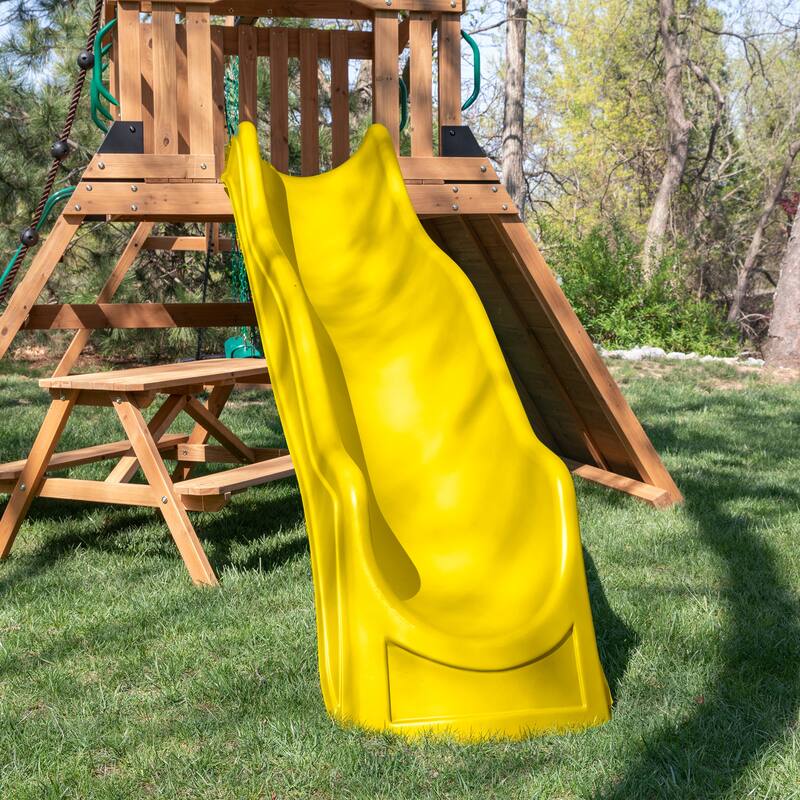 Backyard Discovery Endeavor II Cedar Wood Swing Set, Slide, Play Deck