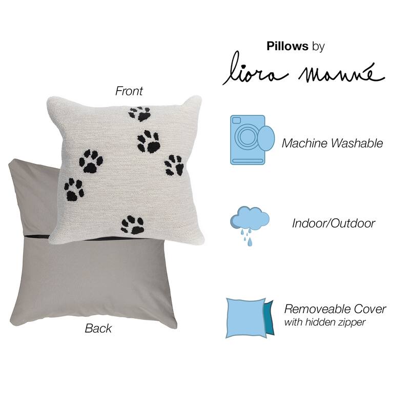 Liora Manne Frontporch Paw Prints Indoor/Outdoor Pillow