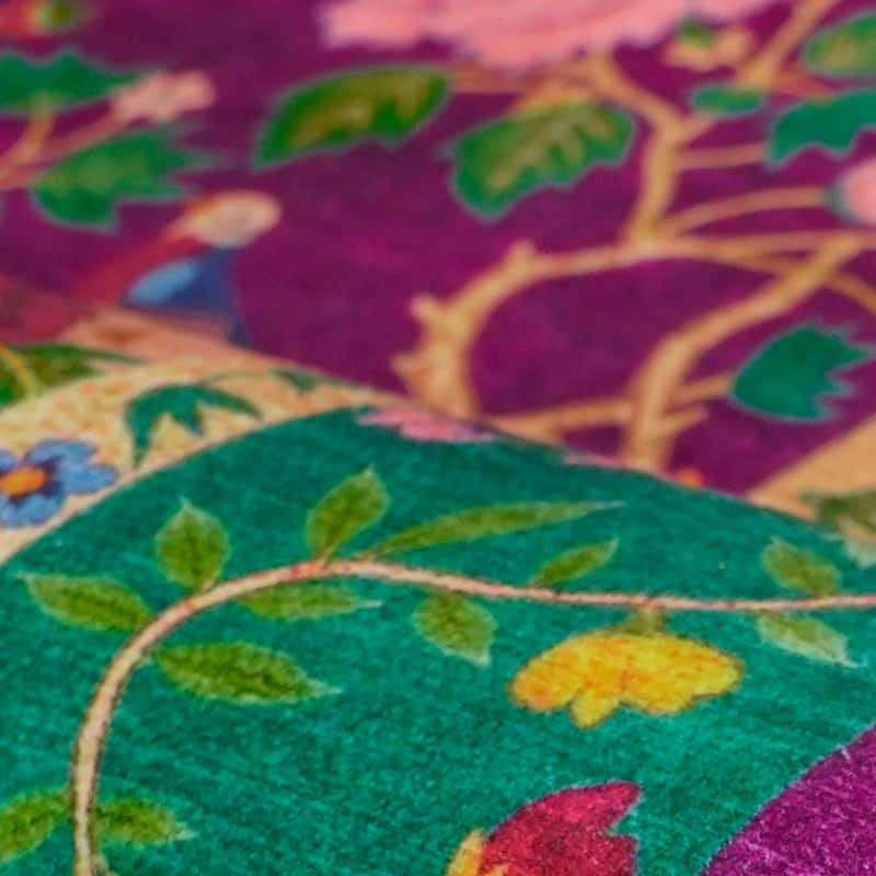 Rustic Floral Abstract Indoor Rug Purple Anti-slip & Washable