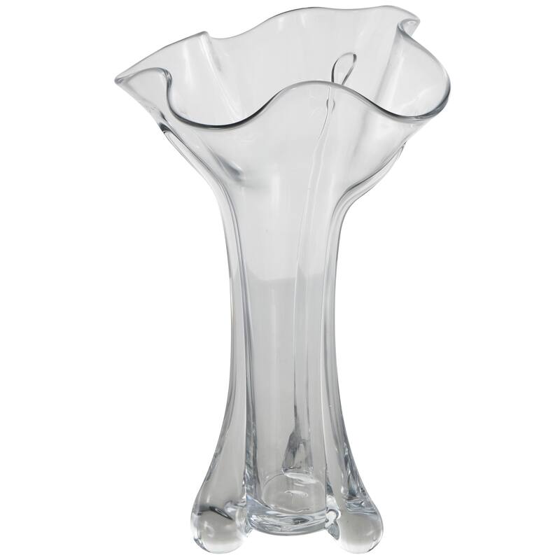 Clear Glass Fluted Tulip Abstract Vase