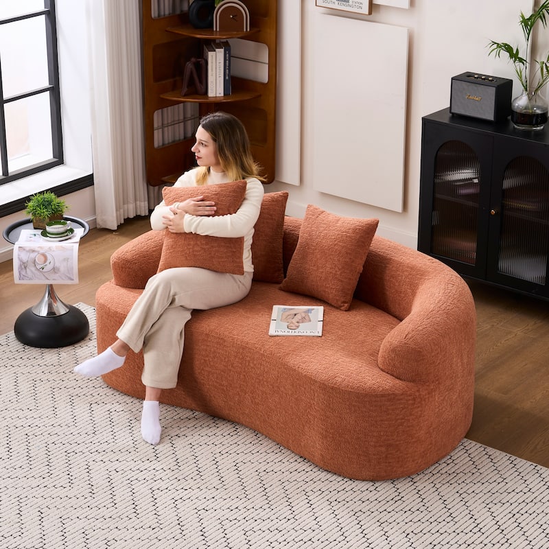Coral Curved Loveseat: Compressed, No Assembly, Chenille Sofa