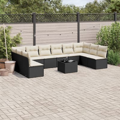 vidaXL Garden Sofa Set Black - 21.7 x 21.7 x 14.6