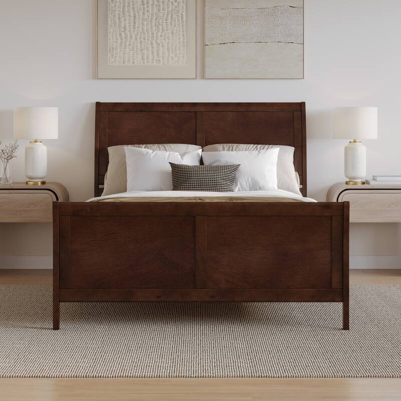 AFI, Portland Solid Wood Low Profile Platform Bed with Matching Footboard