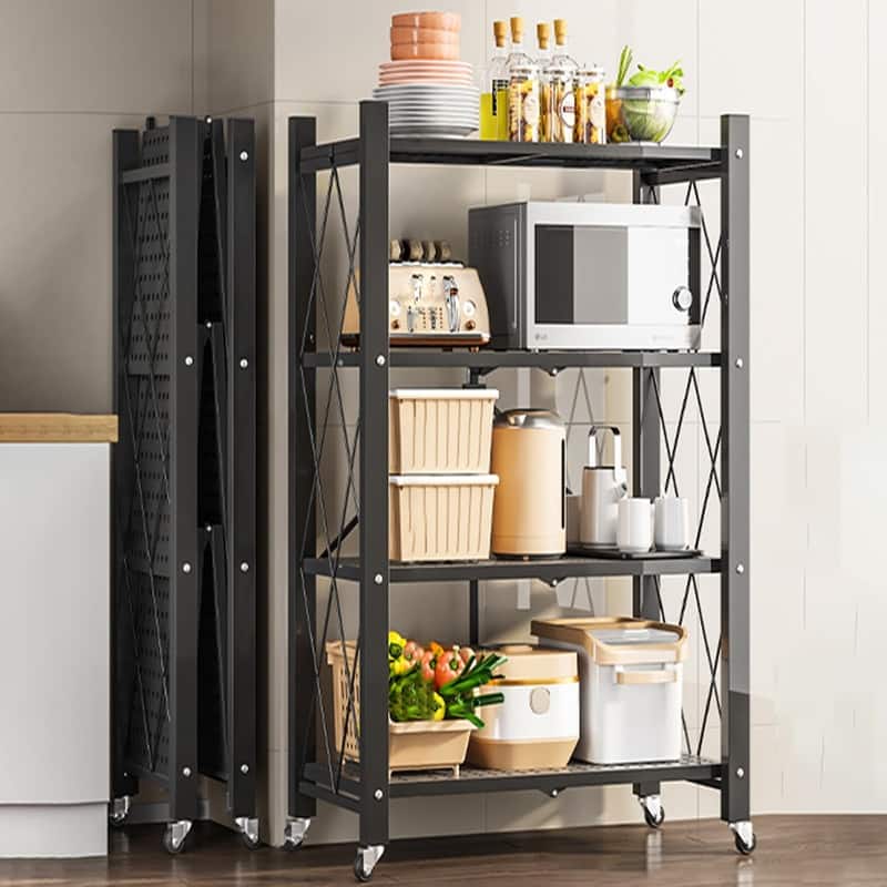 4-Tier Heavy Duty Foldable Metal Rack Storage Shelving Unit - 3.93"D x 15.74"W x 47.6"H