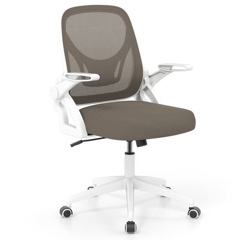 Breathable Mesh Adjustable Desk Chair with Lumbar Support and Sponge Cushion Flip-up Armrests - 25" x 25" x 36"-39"