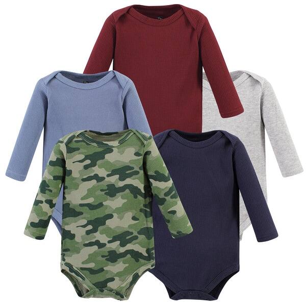 slide 1 of 1, Hudson Baby Infant Boy Thermal Long Sleeve Bodysuits, Basic Camo 12-18 Months - Basic Camo