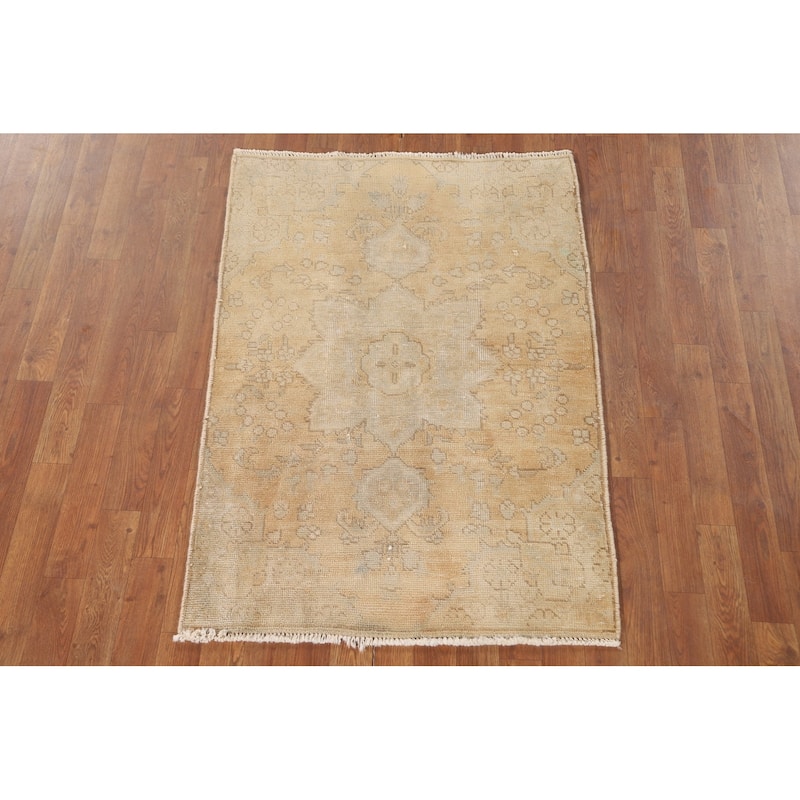 Hand Knotted Oriental 100% Wool Carpet Traditional Floral Yellow & Gold Tabriz Area Rug - 4' 2'' X 3' 0''