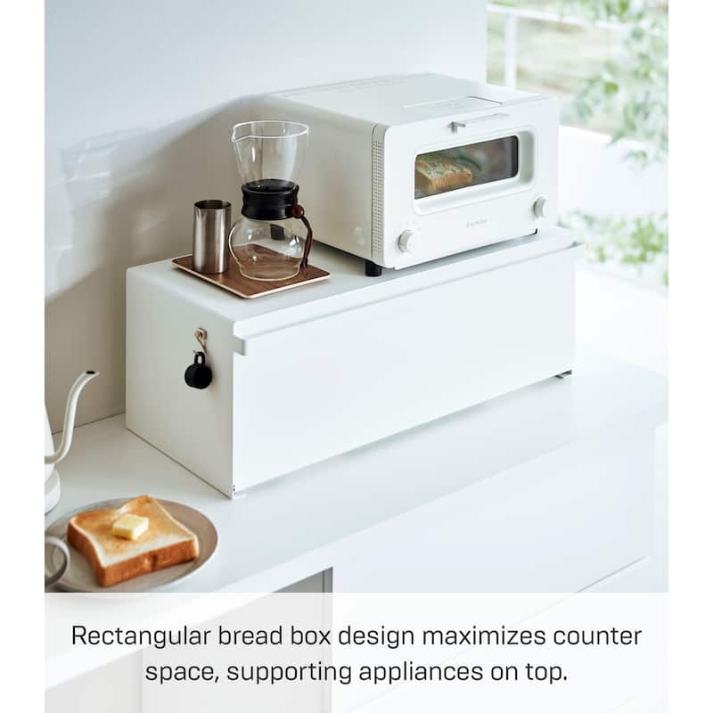 Yamazaki Home Bread Box - Wide, Steel, 32L, Holds 22 lbs - L 11.81 x W 24.49 x H 8.66 inches