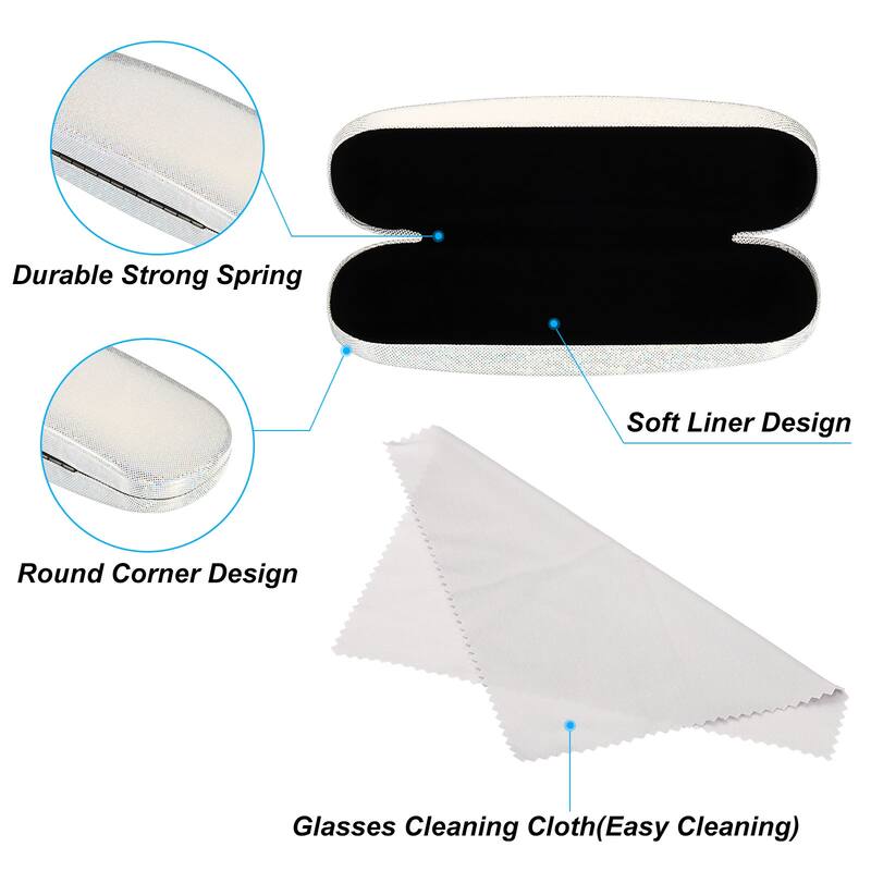 Glasses Case Hard Shell, Eyeglass Case Eye Glasses Case Sparkle for Women, White