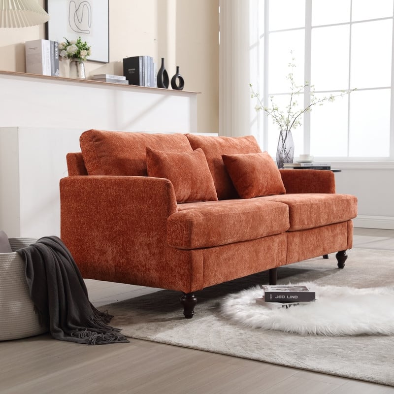 68.9-In Modern Chenille Fabric Loveseat,Living Room Couches with Rubber Wood Legs