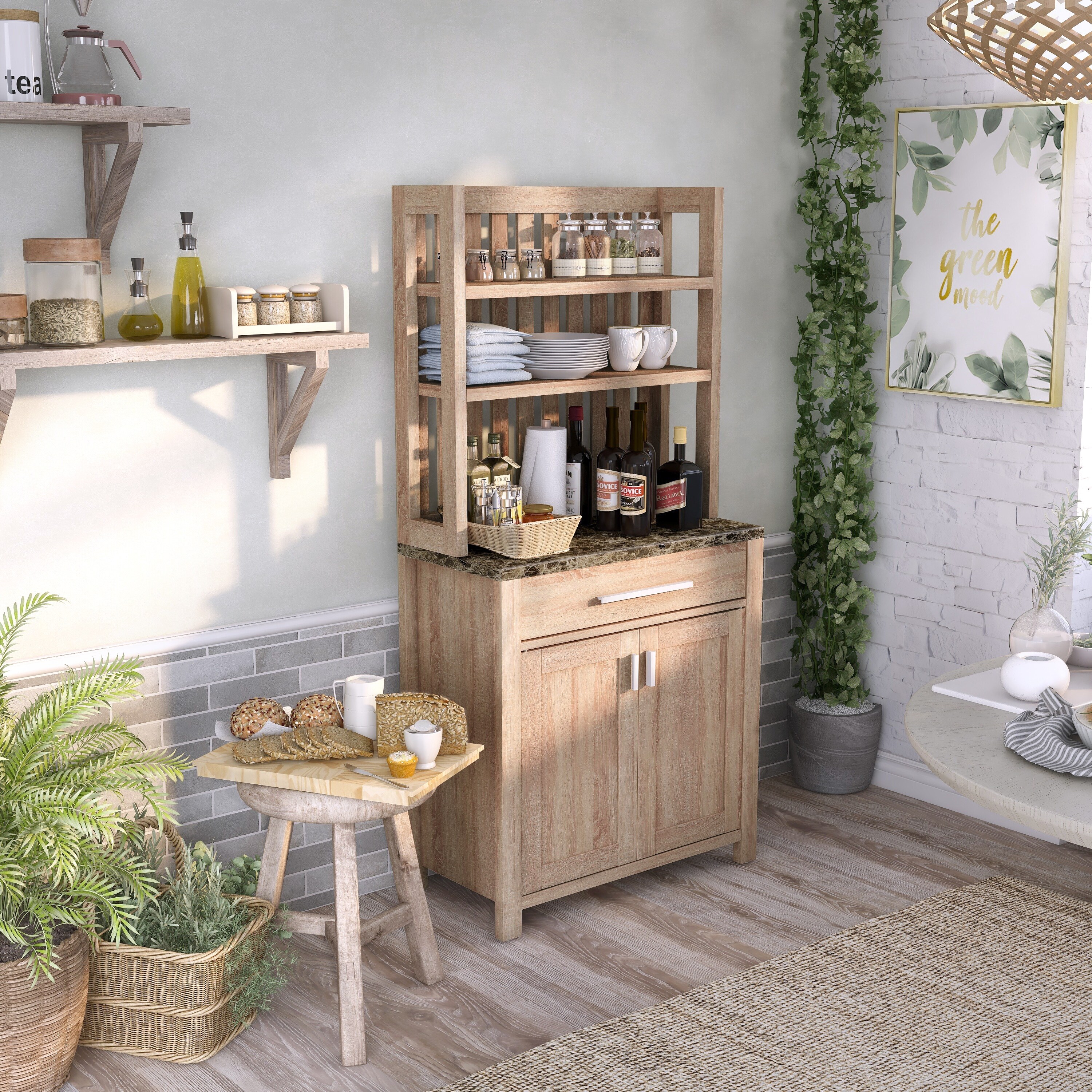 Dika Farmhouse Brown 2 Door Cabinet Baker s Rack by Furniture of America Bed Bath Beyond 15952001