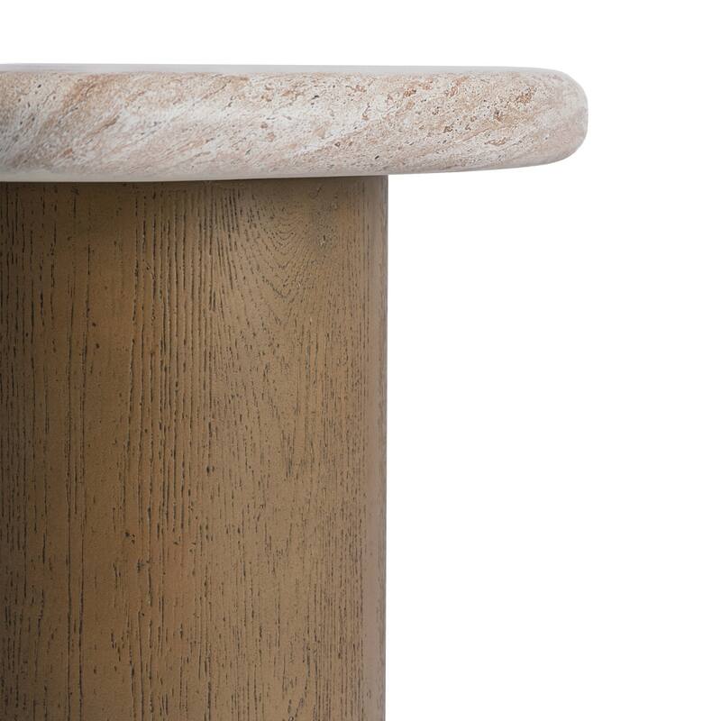 Studio London Nesting Table with Travertine Effect Concrete Top and Faux Wood
