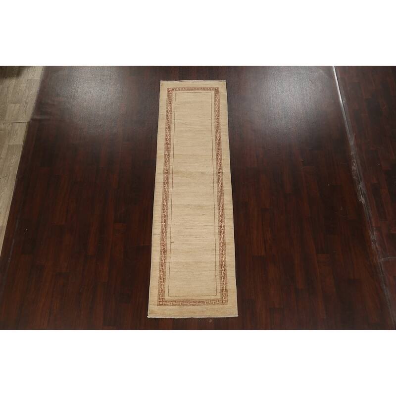 Bordered Gabbeh Kashkoli Oriental Wool Runner Rug Hand-knotted Carpet - 2'8" x 9'2"