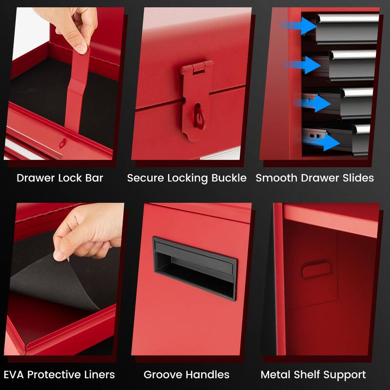 2-in-1 Tool Chest and Cabinet with 5 Sliding Drawers - 23" x 11" x 40.5"(L x W x H)