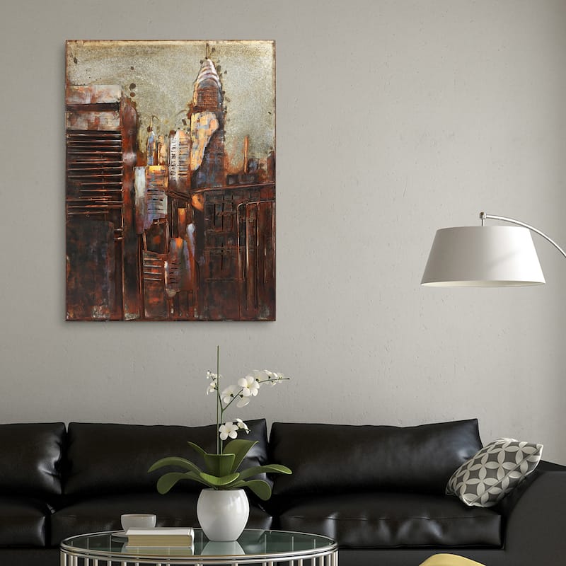 "The Chrysler Building" Mixed Media Iron Hand Painted Dimensional Wall Art