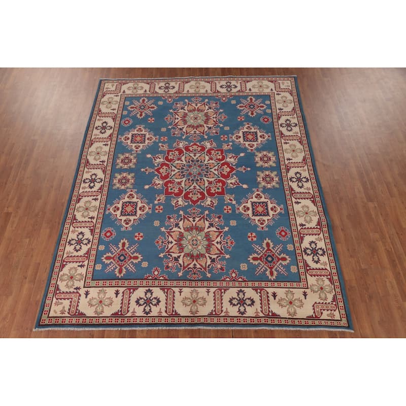 Blue Kazak Oriental Area Rug Handmade Bedroom Wool Carpet - 8'5" x 10'7"