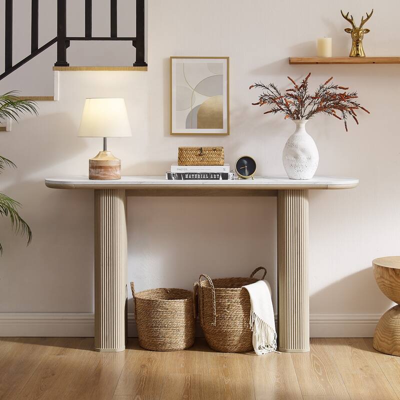 63" Modern sofa, Entryway Table, Sofa Table with Fluted Bases