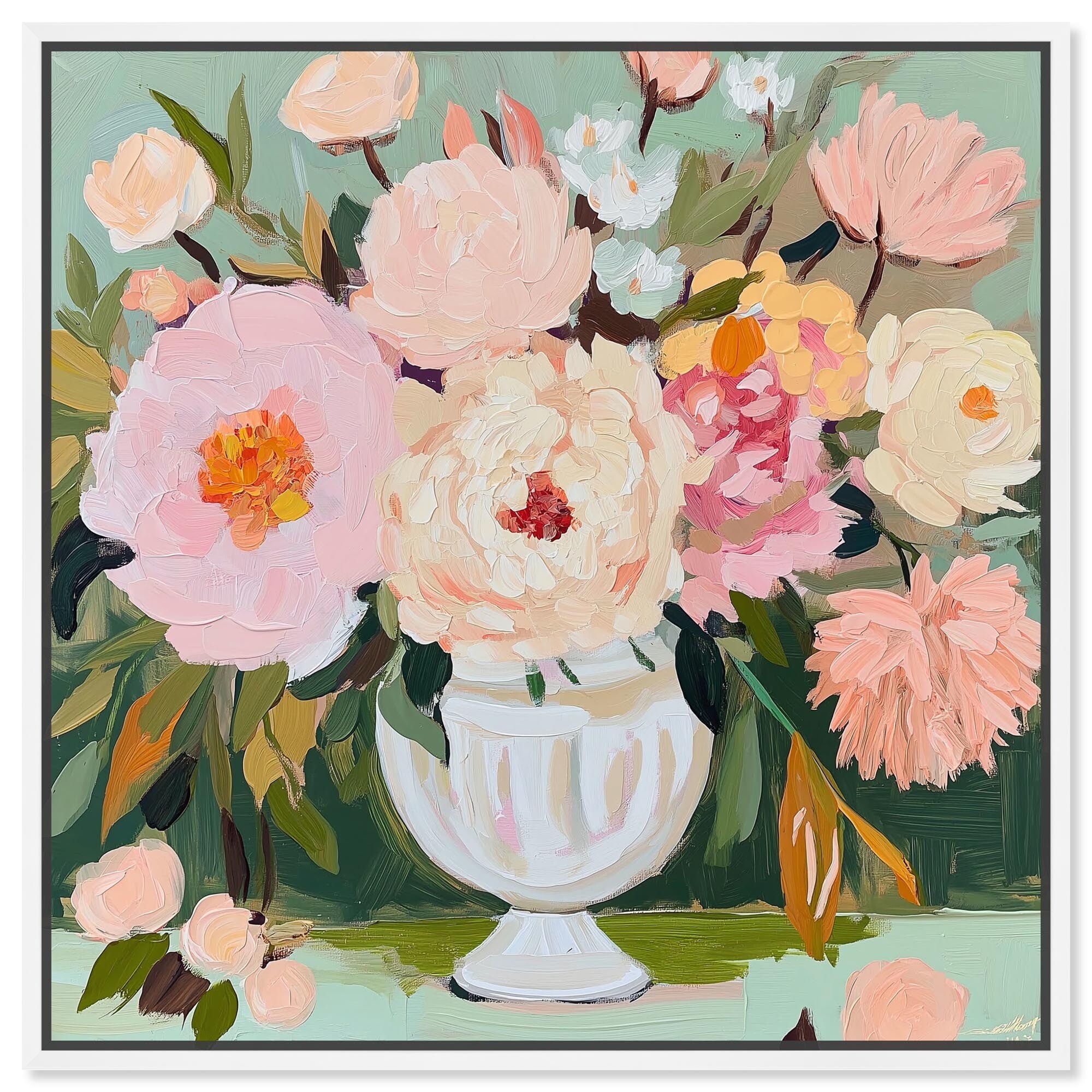 Rose-Tinted Horizon I Canvas Modern Flower Vases by Art Remedy