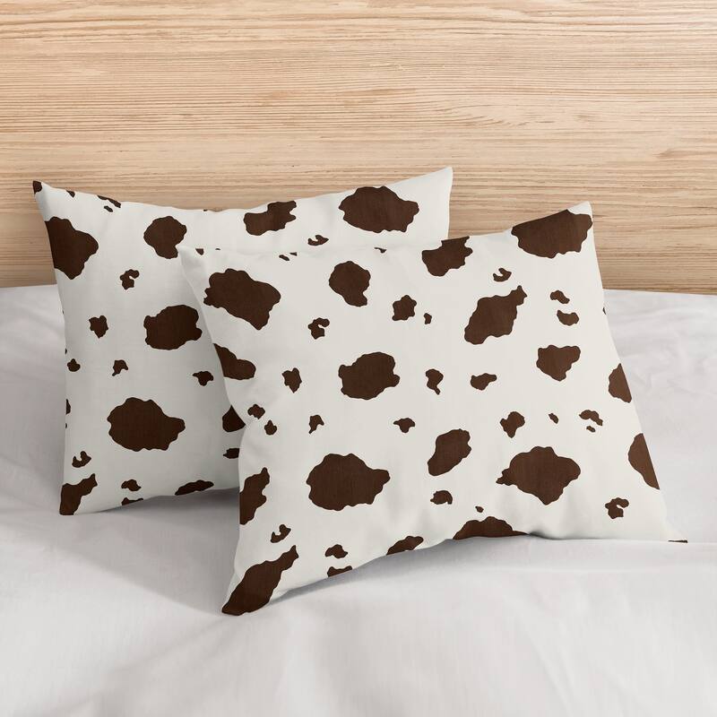 Sweet Jojo Designs Wild West Cow Boy Girl Gender Neutral Pillow Shams 2 Pack Set Brown and Cream Western Southern Country Animal