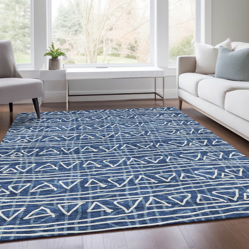 Machine Washable Indoor/ Outdoor Chantille Boho Morrocan Rug