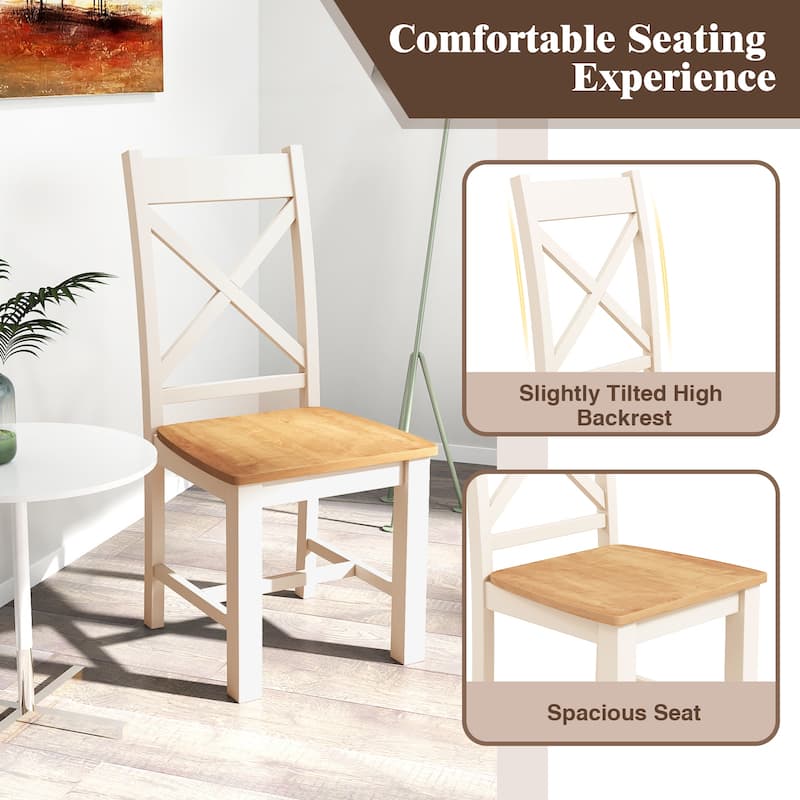 Gymax Modern Wooden Dining Chairs Set of 4 w/ High Back Rubber Wood