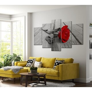 Floral Canvas Wall Art - Red Rose On Wood - 5 Pieces - Bed Bath ...