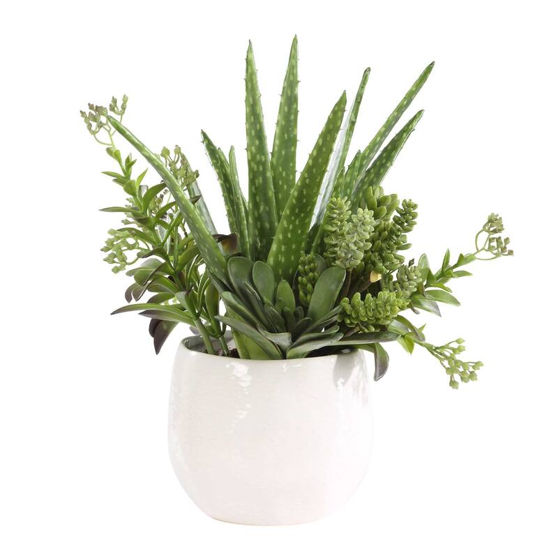 Uttermost 60244 Sundown Succulent 14" Wide Arid Succulents Artificial - Succulent / White